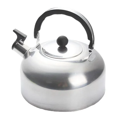 4L Stainless Steel Whistling Kettle Flat Bottom Tea Kettle Water Pot for Gas Electric Induction Stove (No Certification, BPA-Free) - Silver