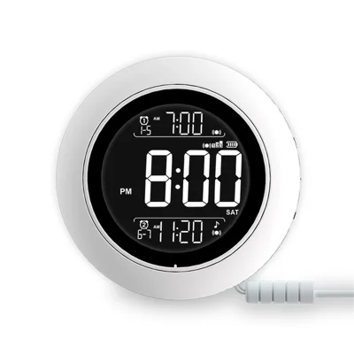 TS-BC800 Réveil Vibrant Portable avec Fonction de Lecture Musicale Double Alarme Réveil Numérique à 3 Niveaux de Vibration - Blanc