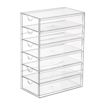6-Layer Desktop Drawer Storage Organizer Large Capacity for Coffee Capsules Tea Bags - Clear