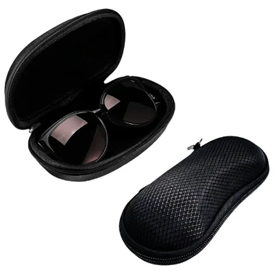 EVA Hard Shell Eyewear Case with Carabiner Anti-Scratch Storage Box for Reading Sports Driving Sunglasses - Black