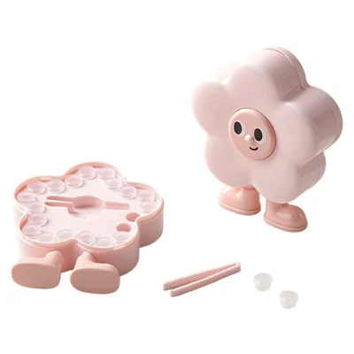 Baby Tooth Keepsake Box 20 Holes Cartoon Flower Design Memory Box for Kids Teeth Collection - Pink