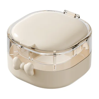 Double-Layer 4-Compartment Jewelry Storage Box Mirror Lid Ring Bracelet Organizer - Beige