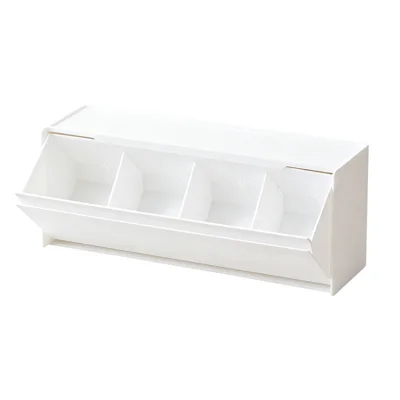 Desktop Storage Organizer Box Dustproof Wall Mountable Stackable Cable Management Container for Data Cables Headphones Chargers - White
