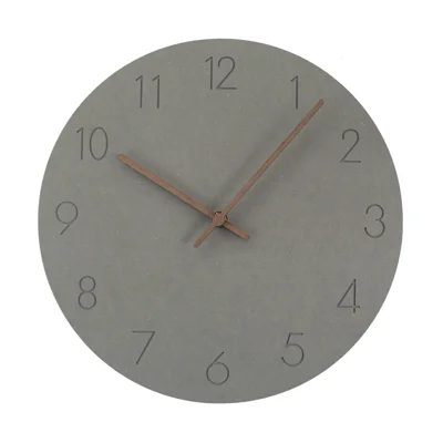 29x29cm Nordic Style Wall Clock Creative Round Silent Wooden Clock for Living Room, Bedroom, Kitchen (A Type) - Light Grey