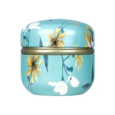 Round Tinplate Camellia Jar Tea Leaf Scented Tea Powder Puff Storage Jar - Summer Flower