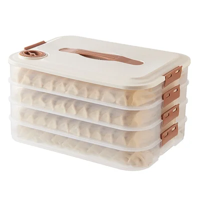 4-Layer Dumpling Storage Box with Lid Food-grade PP5 Dumpling Freezer Storage Box (BPA Free, No FDA Certification)