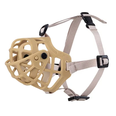 Pet Gift Dog Anti-bite Muzzle Soft Silicone Anti-barking Dog Mouth Cover, Size XL - Khaki