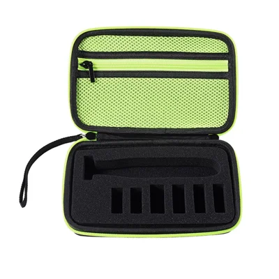 Shaver Razor Holder Storage Bag for Philips OneBlade QP2530 / 2520, Shockproof EVA Travel Carrying Case - Black / Green Liner