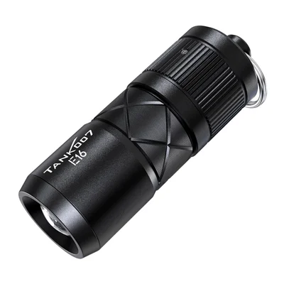 TANK007 E16 Mini lommelygte, zoombar USB-genopladelig lysstyr med nøglering