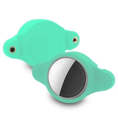 For Apple AirTag Silicone Protective Case Waterproof Cover Pet Collar Smart Tracker Holder - Mint Green