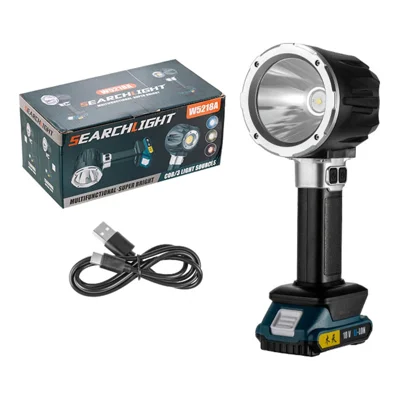 W5218A Size S Handheld Searchlight with External 6500mAh Battery P50 + COB LED Work Light with DC Port