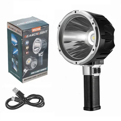 W5219B Size L Handheld Searchlight Built-in 3000mAh Battery P50 + COB LED Work Light Outdoor Warning Lamp
