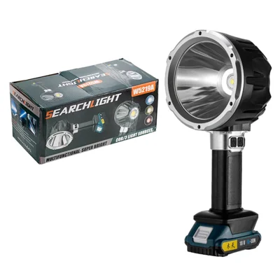 W5219A Size L Handheld Searchlight with External 6500mAh Battery P50 + COB LED Work Light with DC Port