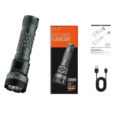 PAILIDE PFB105 Lampe de poche 3000LM 4 LED 200 m IPX4 étanche Rechargeable Type-C avec aimant Lampe torche extérieure - Gris anthracite