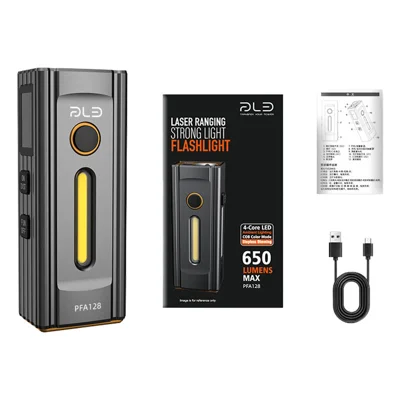 PAILIDE PFA128 Lanterna Laser 650LM com Medição de Distância, Recarregável por Tipo-C, à Prova de Água IPX4 com Gancho Magnético - Cinzento