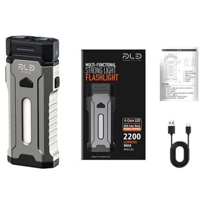 PAILIDE PFA125 Lanterna EDC Recarregável 10 W USB-C 2200 lm IPX4 RGB Magnética para Uso Externo - Cinzento