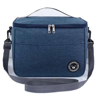 TB-0401 Große Größe Oxford Tuch Isoliert Mittagessen Tragetasche Bento Obst Aufbewahrungstasche Mit Schultergurt - Navy Blau