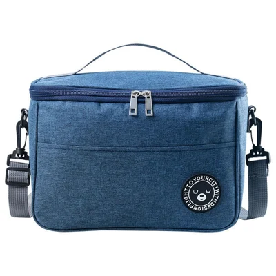 TB-0401 Borsa da Pranzo Alla Moda Borsetta Per Pranzo Per Pranzo Coretta Isolata Termica Con Spalla, Dimensioni: M - Blu Navy