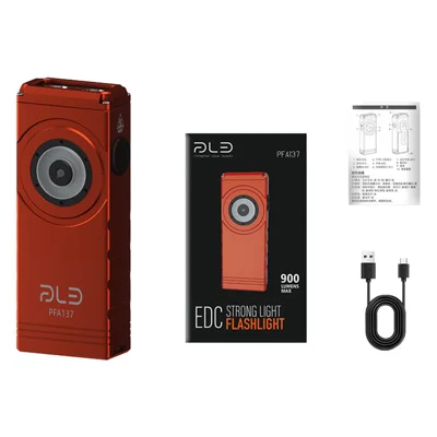 PAILIDE PFA137 Lanterna Miniatura 900LM IPX4 Liga de Alumínio Magnética USB-C Recarregável Luz Laser UV - Vermelho
