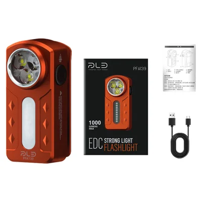 PAILIDE PFA139 1000LM Mini Lanterna Recarregável por USB com Clip Magnético IPX4 UV 395nm Luz Exterior - Laranja