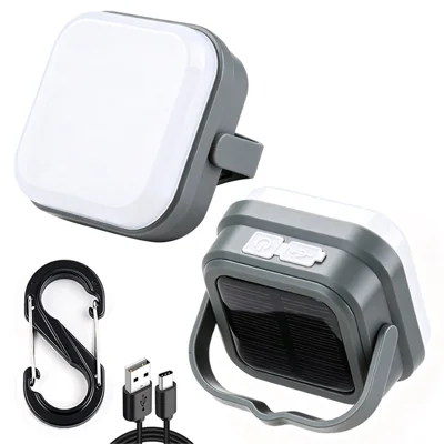Linterna de Camping KT-790A, Carga Solar + Type-C, 3 Modos de Luz, Resistente a Salpicaduras IPX4 para Camping
