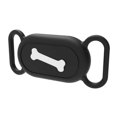 Силиконовый чехол для Samsung Galaxy SmartTag 2, защитная крышка совместимого с Bluetooth трекера для собаки / кошки — узор в виде косточки / черный