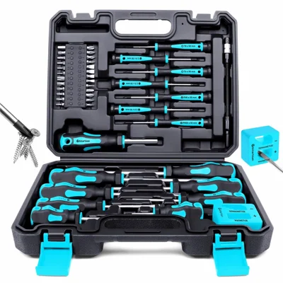 43Pcs Magnetic Screwdriver Set Chrome Vanadium Steel Tools Kit with Storage Case for Electronic Repair - Blue