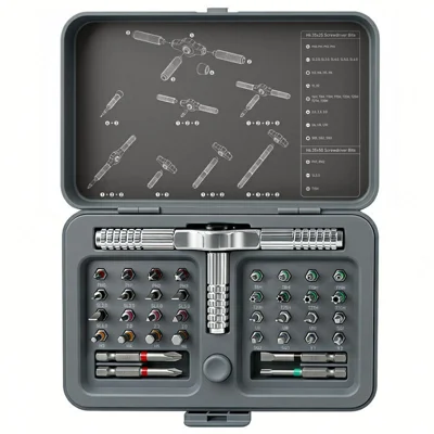 42Pcs Ratchet Screwdriver Bit Set CRV Alloy Steel Two-Way Magnetic Tool Kit