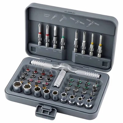 54 in 1 Magnetic Ratchet Screwdriver Set CRV / S2 Alloy Steel Bits with Sockets