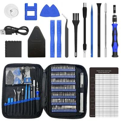 152 in 1 Electric Screwdriver Set 119 Precision Bits Type-C Rechargeable Magnetic LED Repair Tool Kit for Phone Watch Camera