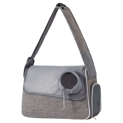 QS-114 Portable Pet Gift Carrier Bag 300D Cationic Fabric Breathable Crossbody Bag for Cats Dogs - Grey