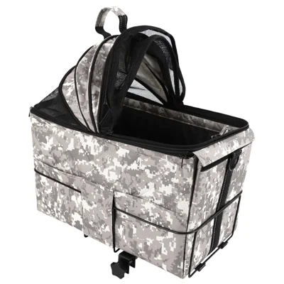 FULED Pet Bicycle Rear Seat Bag Waterproof Detachable Shoulder Carrier for Cycling Travel - Gray Camo
