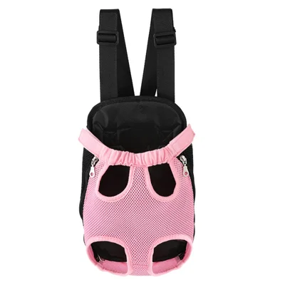 S Size Pet Carrier Backpack Sandwich Mesh Breathable Dual Safety Protection Adjustable Shoulder Straps Front Chest Pack - Pink
