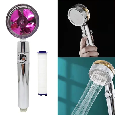 Handbrause mit Hochdruckturbo, 360-Grad-Drehung, wassersparend, Hydro-Jet-Duschkopf mit Filter - Lila