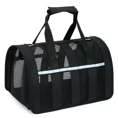 JM0809212 Size M Breathable 600D Oxford Cloth Pet Carrier Tote Bag Foldable Dog Cat Carrying Bag Gift - Black