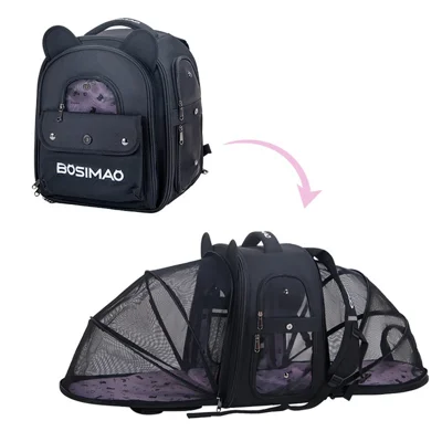 BAOSIMAO BD Series Cat Backpack Carrier Dual Sides Expandable Breathable Pet Gift Backpack - Black