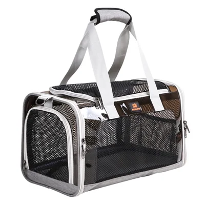 DODOPET MV Size L Breathable Pet Carrier Bag Outgoing Dog Cat Crossbody Tote Bag - Grey