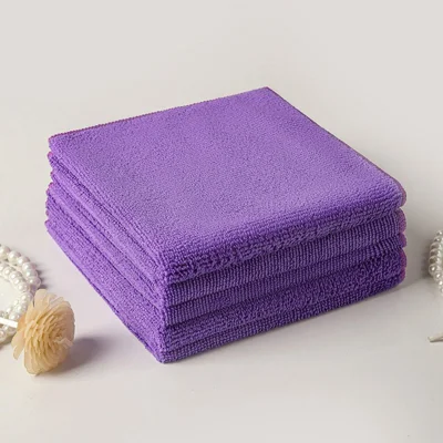 30x30cm Water-Absorbent Microfiber Furniture Cleaning Cloth Towel Kitchen Dishwashing Rag - Purple