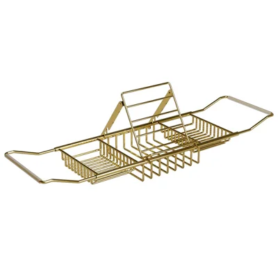 Estante para Bañera de Acero Inoxidable 304 Extensible 63-103 cm Estante de Almacenamiento con Soporte para Teléfono y Tableta para Baño - Dorado