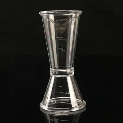 10CC-20CC Dual Opening Mouth Clear PC Resin Jigger Cocktail Drink Spirit Measure Cup for Bar Kitchen (BPA-Free, No FDA Certified)