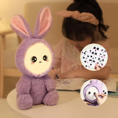 Cute Cartoon Plush Toy Night Light Bluetooth-compatible Speaker Children Girlfriend Gift - Rabbit