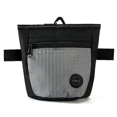 QS-118 Pet Snack Bag Magnetic Oxford Cloth Pet Gift Dog Training Snack Storage Waist Bag - Black+Grey