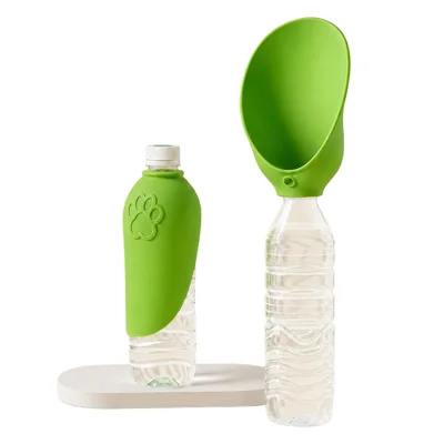 10 x 16cm Silicone Foldable Leaf Shape Pet Water Bottle Drinking Cup for Outdoor Walking Camping Travel (BPA Free, No FDA) - Green