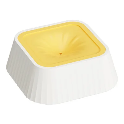 Pet Floating Water Bowl 1000ml-1200ml PP + HDPE Anti-Splash Detachable Water Feeder for Dogs Cats - Yellow