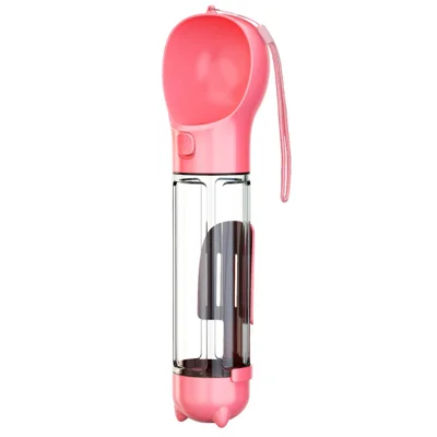 Botella de Agua Multifunción para Perro SH-01 500ML con Dispensador de Bolsas para Excrementos (Sin BPA, Certificado por la FDA, Sin Certificación) - Rosa