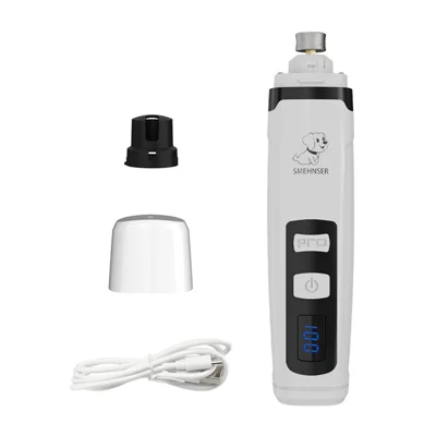 SMEHNSER M2 جهاز كهربائي لتقليم أظافر الحيوانات الأليفة مع ضوء LED مزدوج وشاشة LCD لقص أظافر الكلاب والقطط