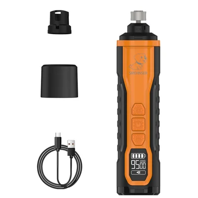 SMEHNSER M9 Electric Pet Nail Grinder 7500-9500RPM 5-Speed Automatic Nail Trimmer with LED Light for Cat Dog - M9