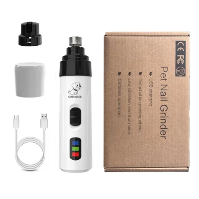 SMEHNSER H02044 2-prędkościowy szlizgarka do pazurów zwierząt domowych USB, ładowana, niskopoziomowa, elektryczna maszynka do cięcia pazurów dla kotów i psów