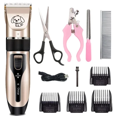 Pet Hair Clipper Set with 4 Limit Combs Dogs Hair Electric Shaver USB Rechargeable Pet Trimmer (No CE)