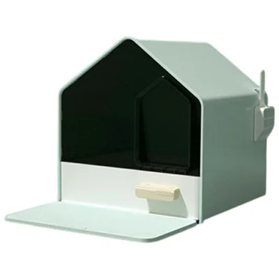 Enclosed Cat Litter Box Gift Odor Control Splash Proof Indoor Kitten Litter Pan with Scoop - Blue